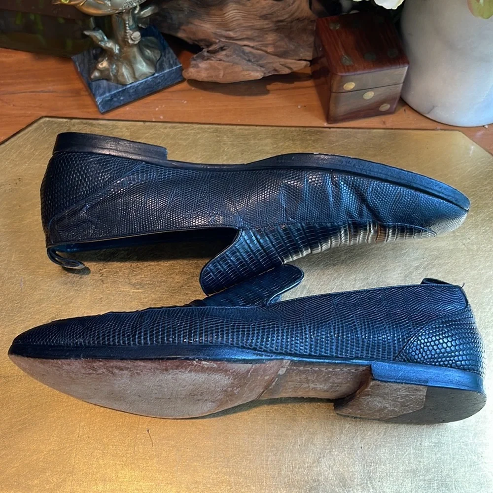 EXOTIC Bally Lizard Loafers in Black Leather